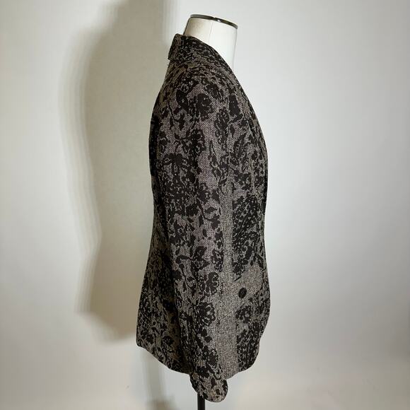 NWD Coldwater Creek Brown Floral Printed Tweed Blazer Suit Jacket Womens Size 12 - Picture 2 of 12